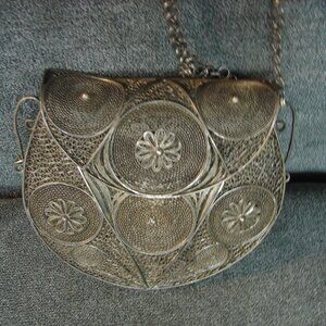 Beautiful Veronica Franco Handcrafted Silver Filigree Handbag
